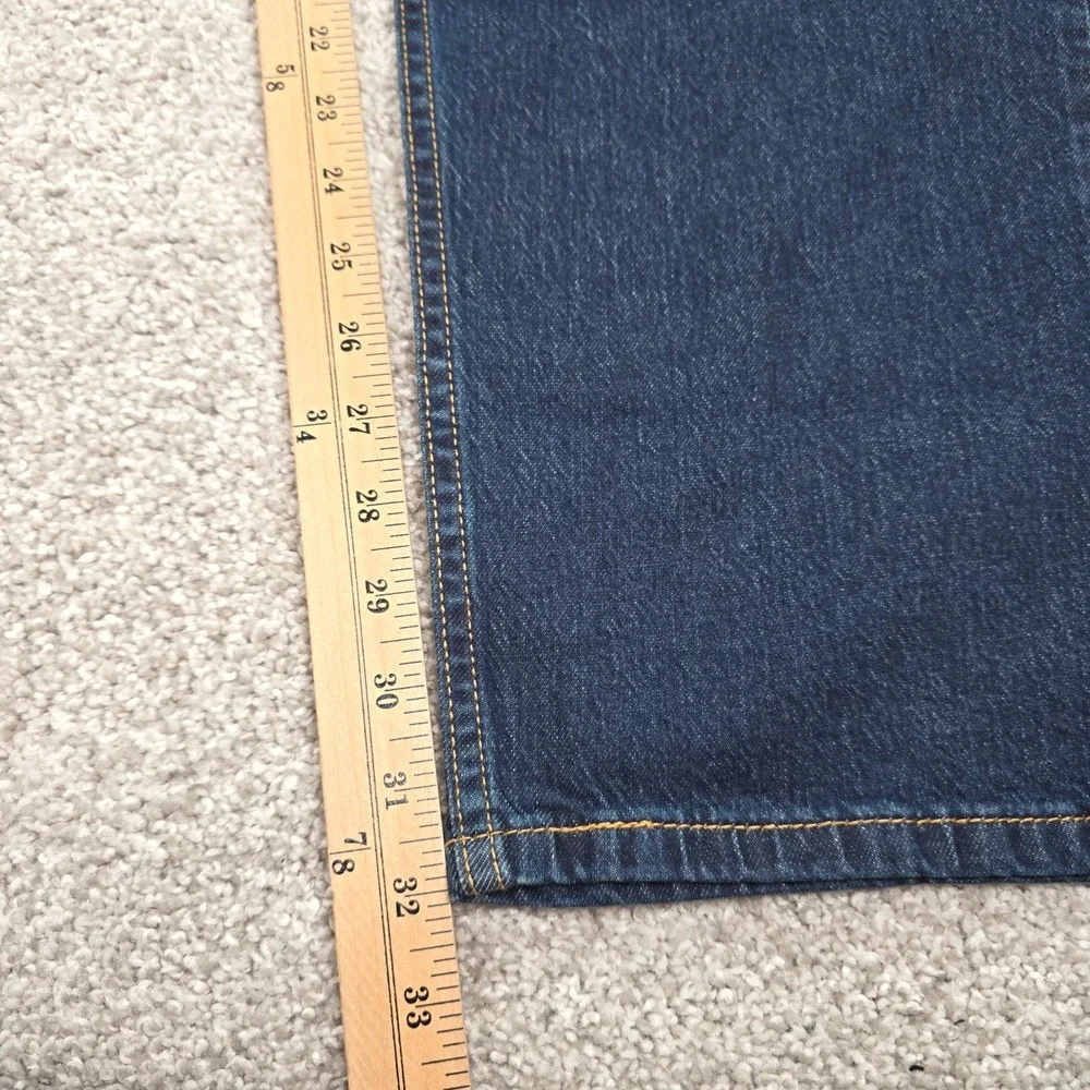 Levis 505 Regular Fit Jeans Mens 42x32 Dark Wash Indigo Straight Leg Denim